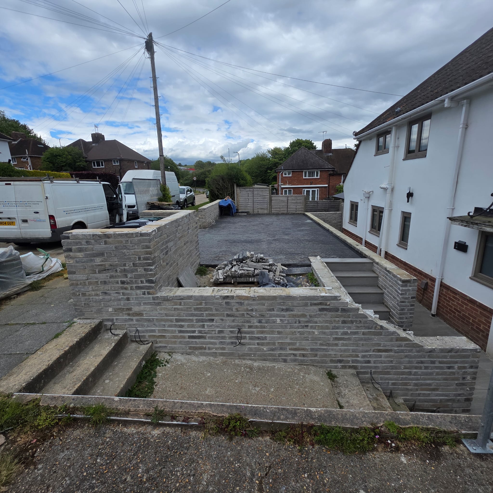 Block retaining walls & terraced driveway