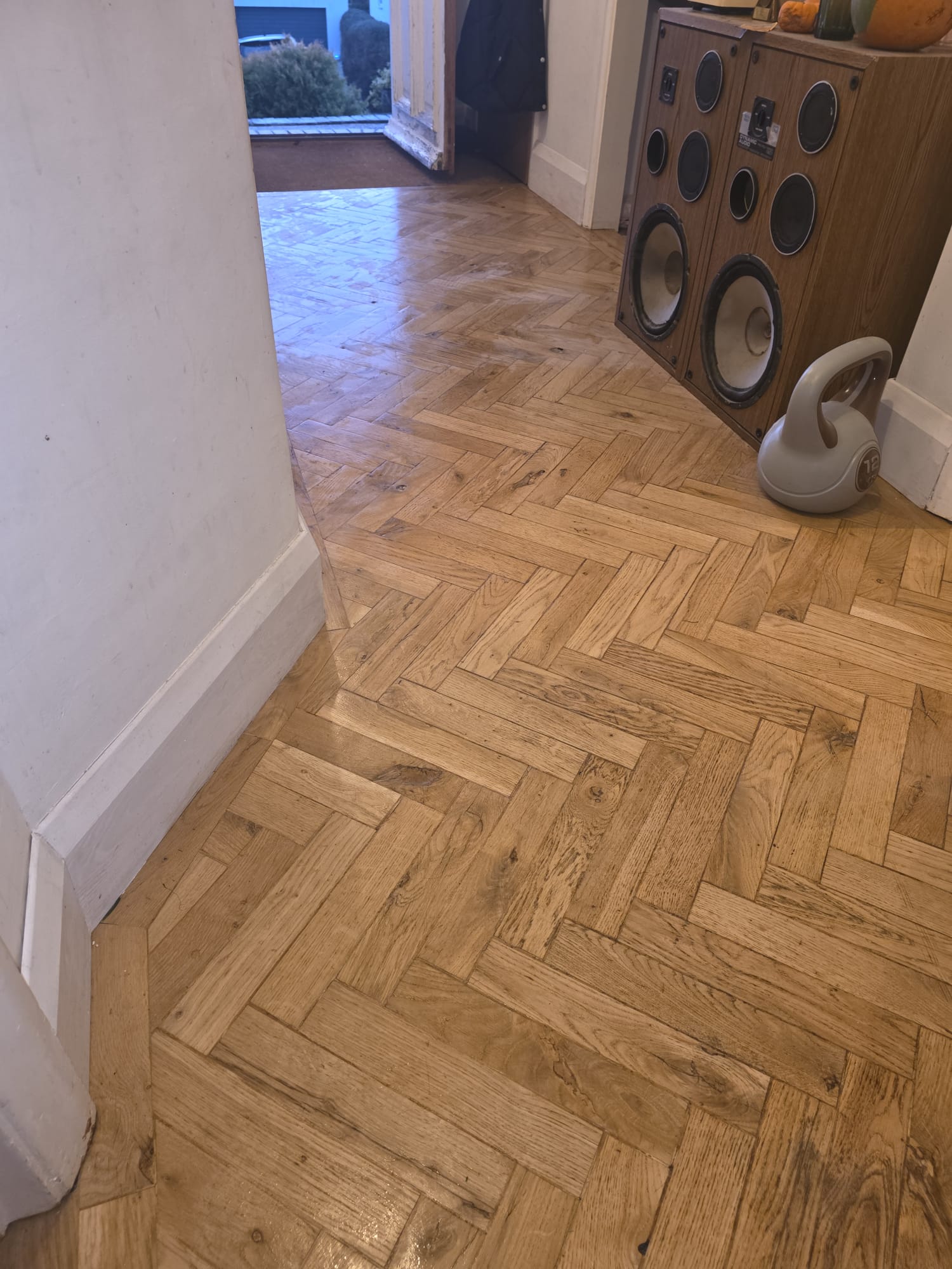 Herringbone parquet hallway