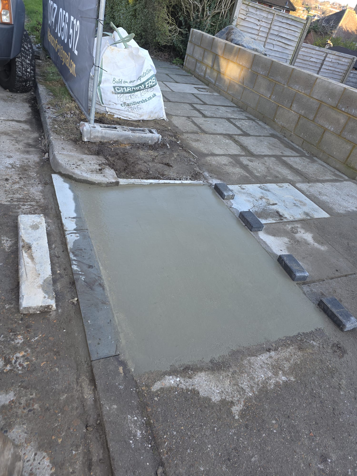 New concrete driveway crossover