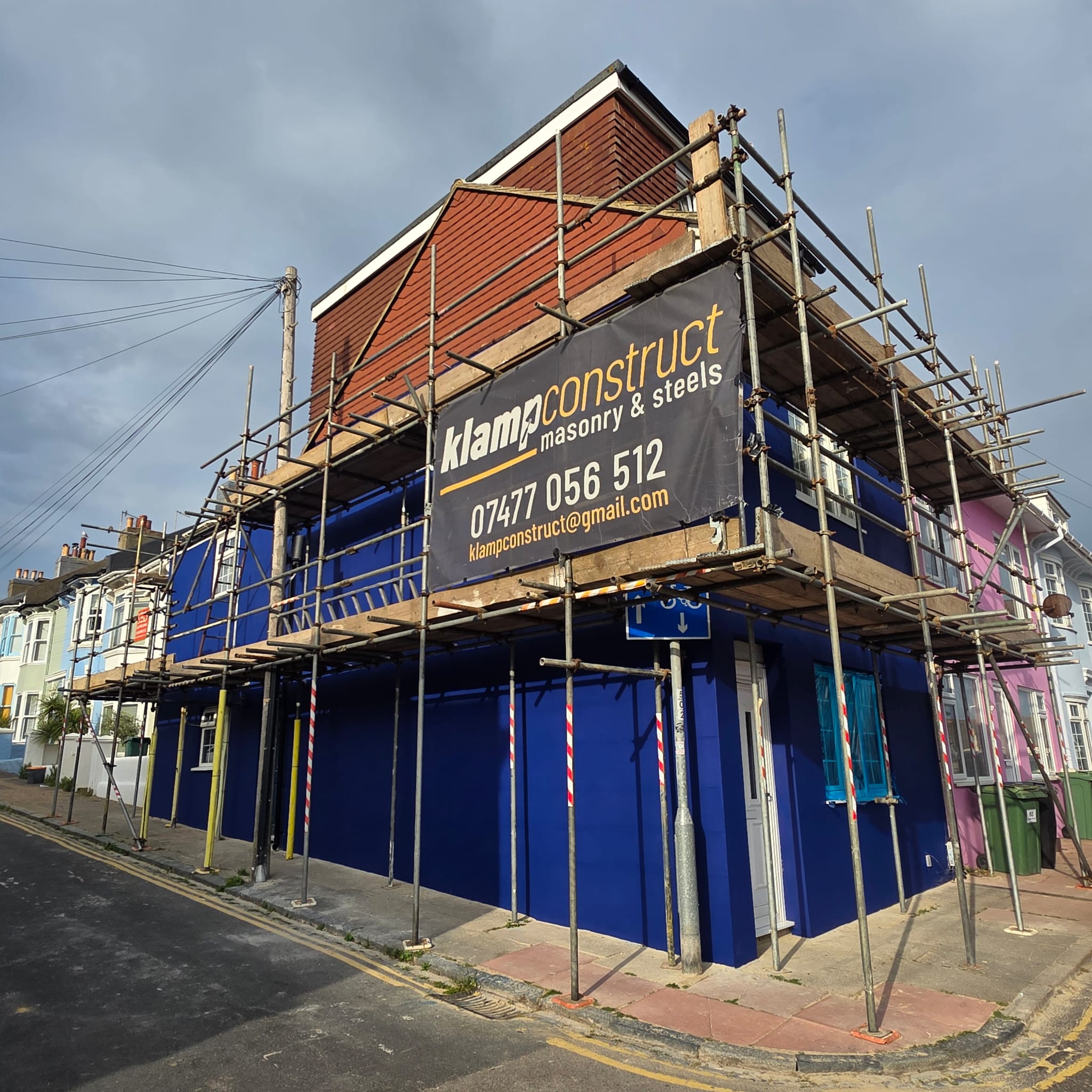 Scaffolded property with new roof
